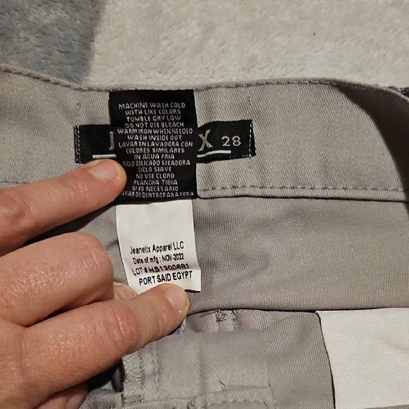 Jeanetix Men's Gray 8 Pocket Cargo Crisp Casual Shorts Knitted Belt Size 28 - Picture 9 of 10